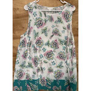 J. Jill Womens Large  Floral Tank Top Sleeveless Shirt